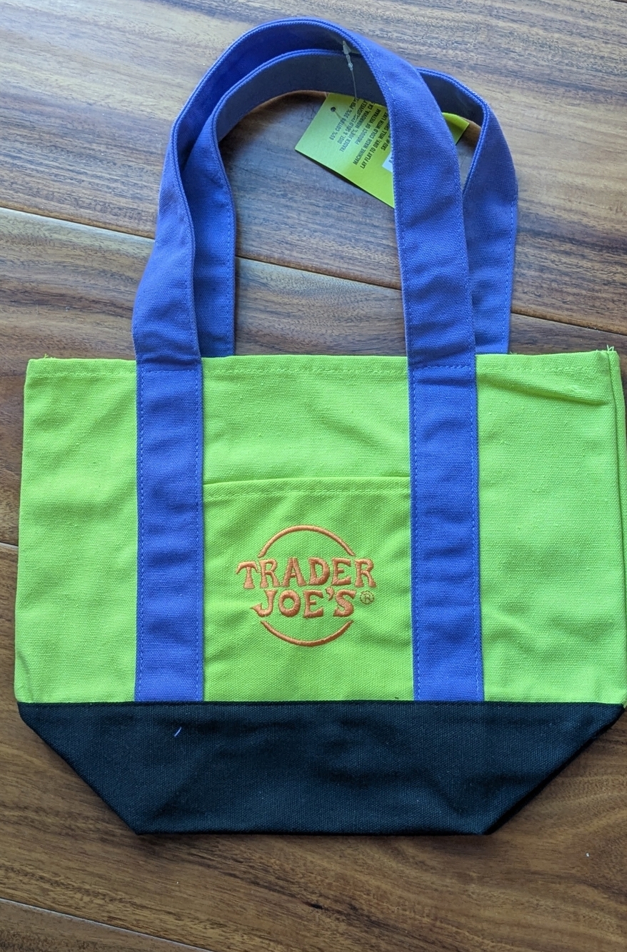 Trader Joe's Trick-or-Treat Canvas Tote Bag Green & Purple NWT Canvas Tote